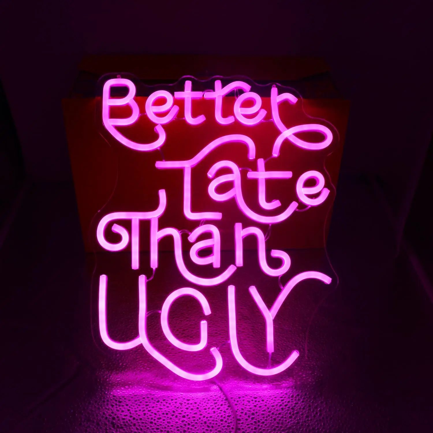 

Лучшее поздно, чем уродливые забавные слова, неоновый свет, светодиодная неоновая вывеска для девушки, спальня, настенный декор с регулируемой яркостью, USB, подарок для девочки