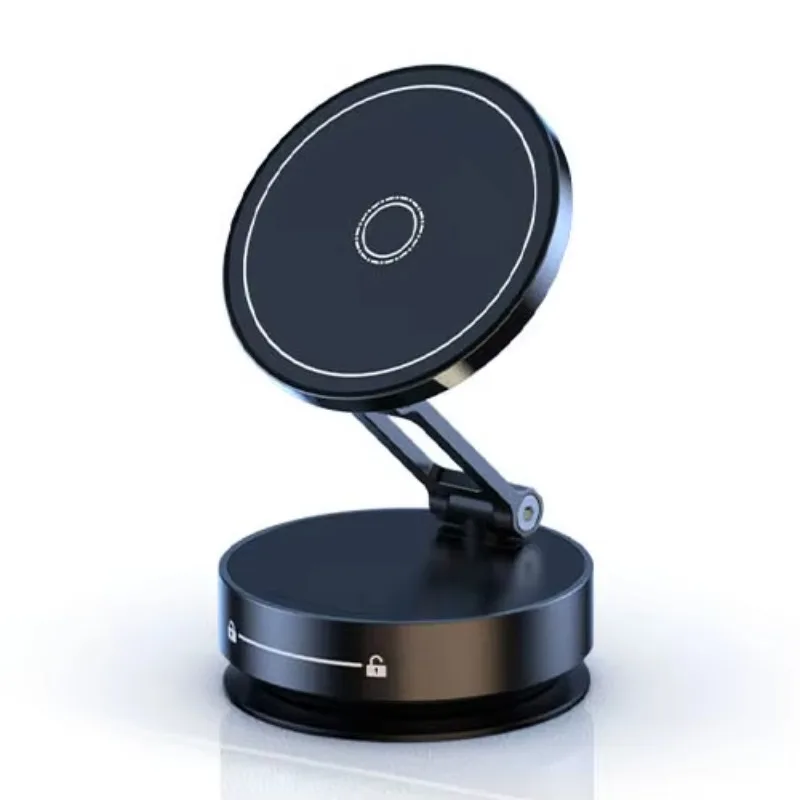 

Foldable Glass Vacuum Car Dashboard Holder Strong Magnetic 360 Degree Rotation Metal Magnetic Car Mobile Phone Holder