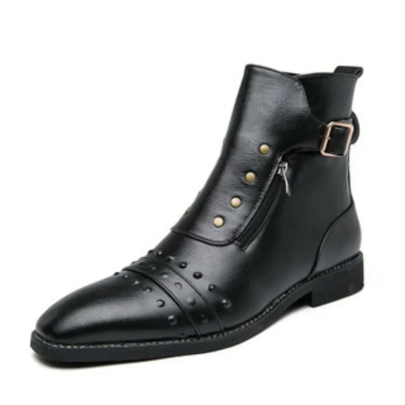 Stivali Chelsea in stile britannico per uomo Ankel Boot stivali da Cowboy retrò scarpe eleganti da lavoro Antumn Bota Masculina scarpe in pelle crosta