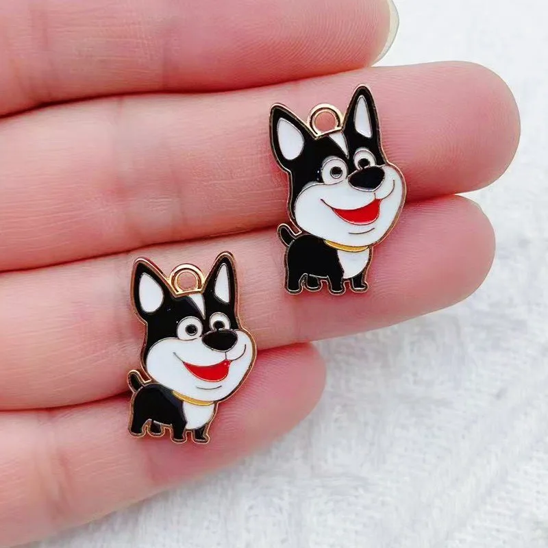 11pcs Cartoon Animal Dog Dog Accessories DIY Drip Oil Alloy Pendant Accessories Keychain Bag Pendant view 4