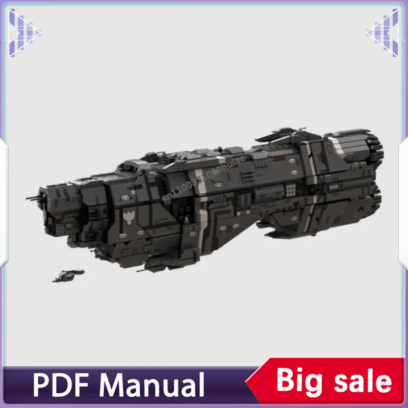 

Набор строительных блоков, тяжелый крейсер класса марафона - UNSC Левиафан, космическая война, мокс для взрослых, кирпичи, военный военный космический корабль, модель звезды