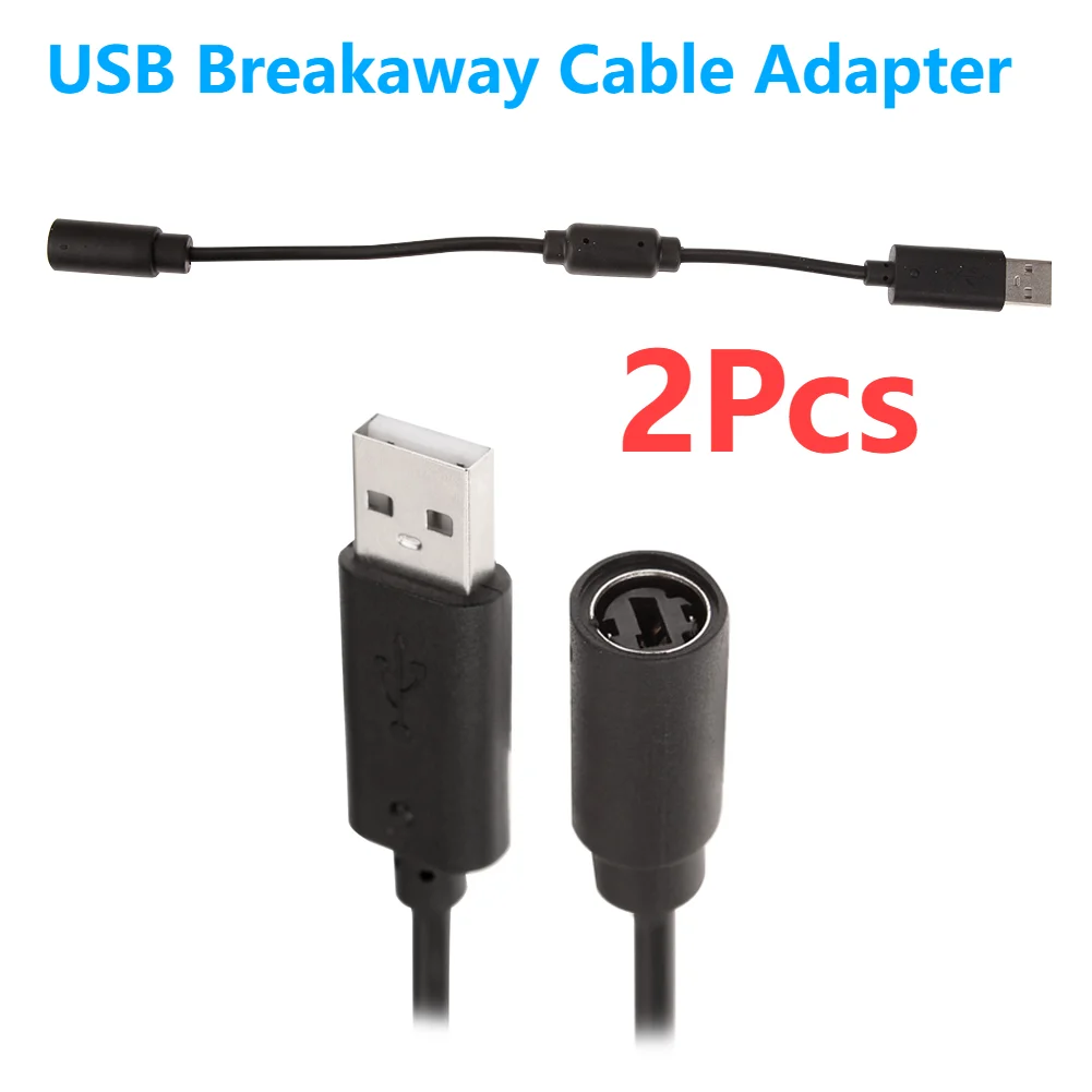 2 PCS USB Breakaway Adapter Cable for Xbox 360 Wired Controllers