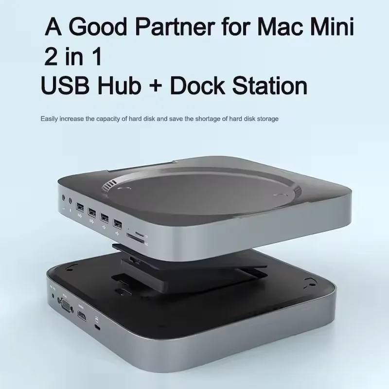 

Type - C Docking Station Hub with built - in hard drive enclosure, suitable for Apple Mac mini M1/M2 Pro.