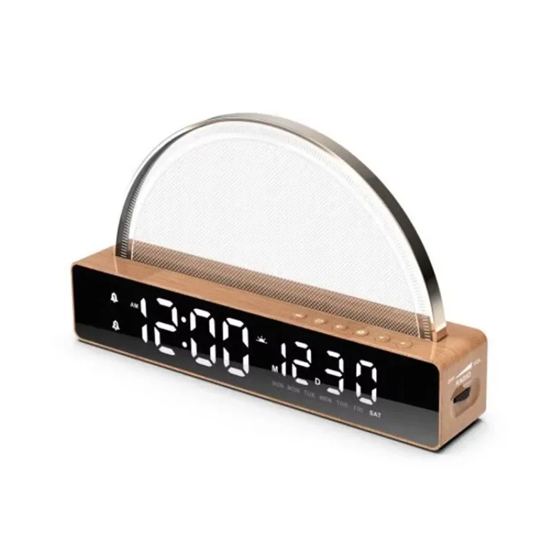 Light Emitting Diode Desk Clock Touch Control Moonlight 8 Color Light Sunset Simulation Dual Alarm White Smart Desk Clock