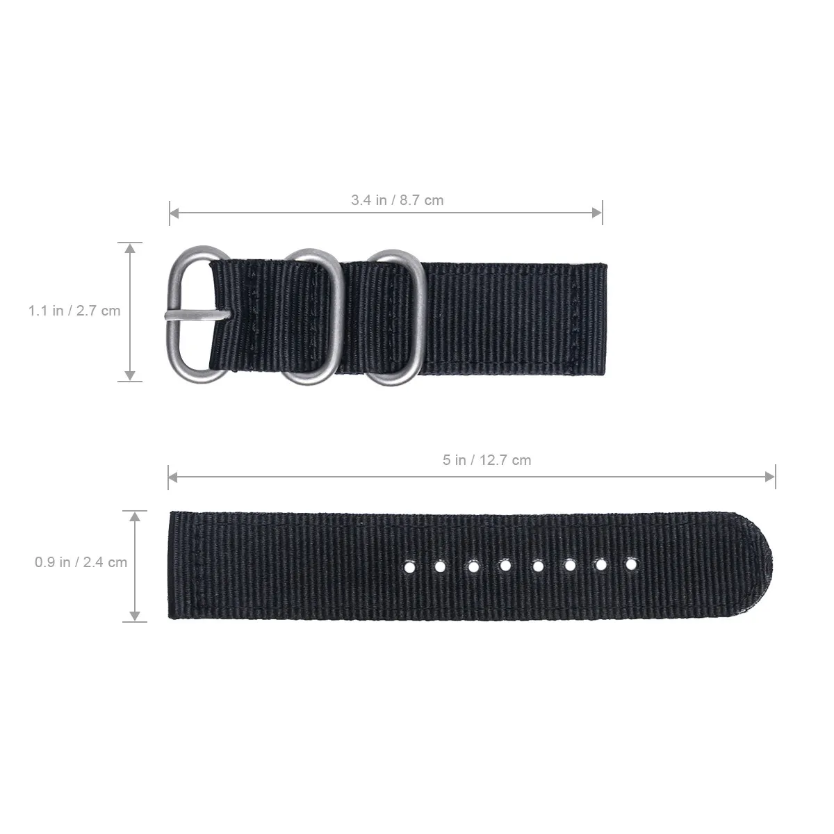 24Mm Nylon Watch Strap Elegant Braided Design Sweat Resistant Non Slip Comfort Fit Watch Band for Gym Outdoor Activities Black