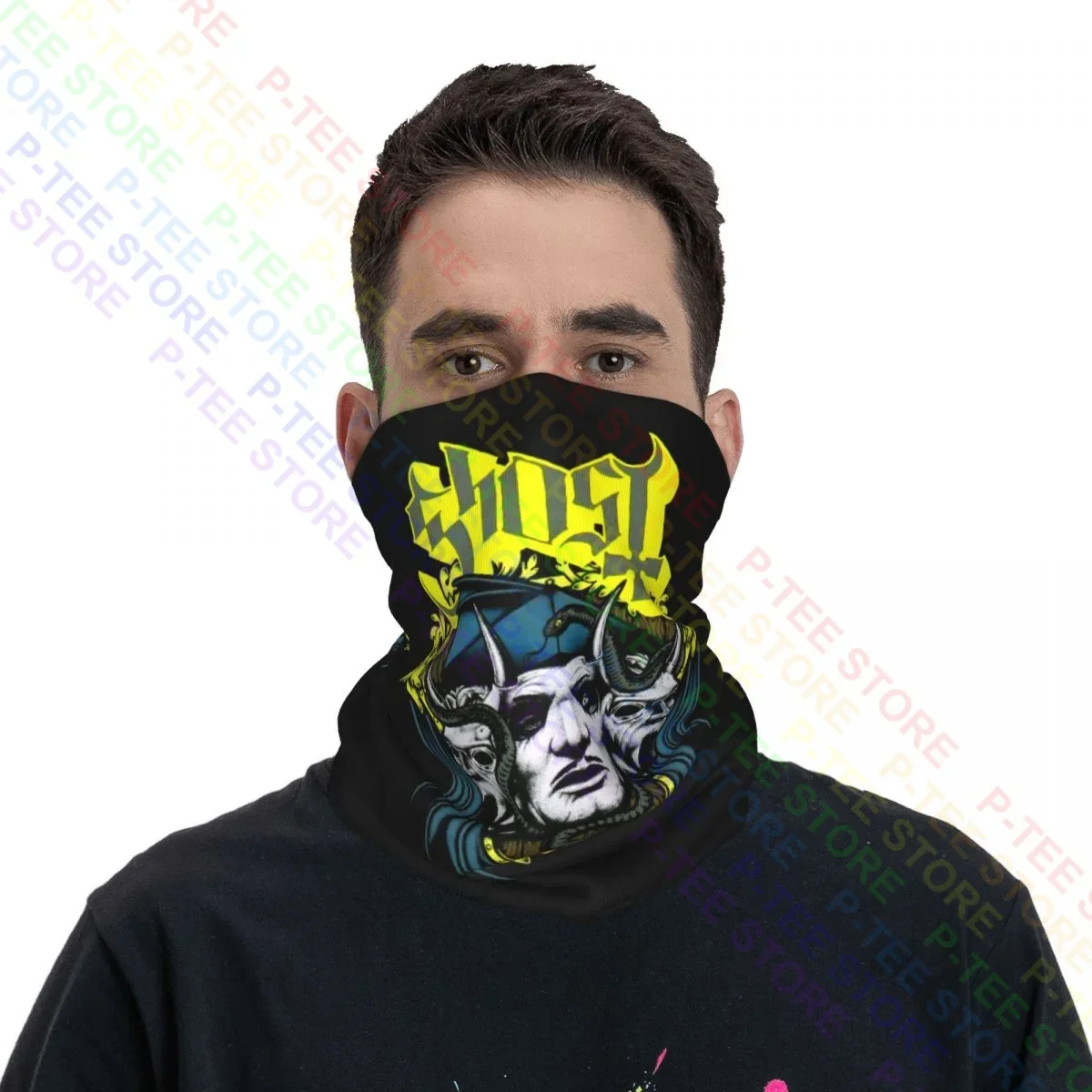 Ghost Heavy Metal Rock Band Concert Tour Papa Gothic Logo Neck Gaiter Bandana Scarf Face Mask Soft