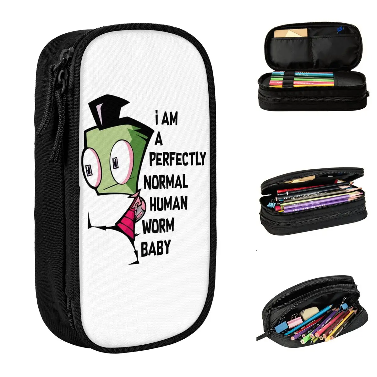 Cute Invader Zim Pencil Case Cute Pen Bag Girl Boy Big Capacity School Supplies Gifts Pencilcases