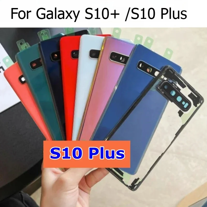 Задняя крышка аккумуляторного отсека S10+ для Galaxy S10 Plus G975U G975F, сменное заднее стекло + клей