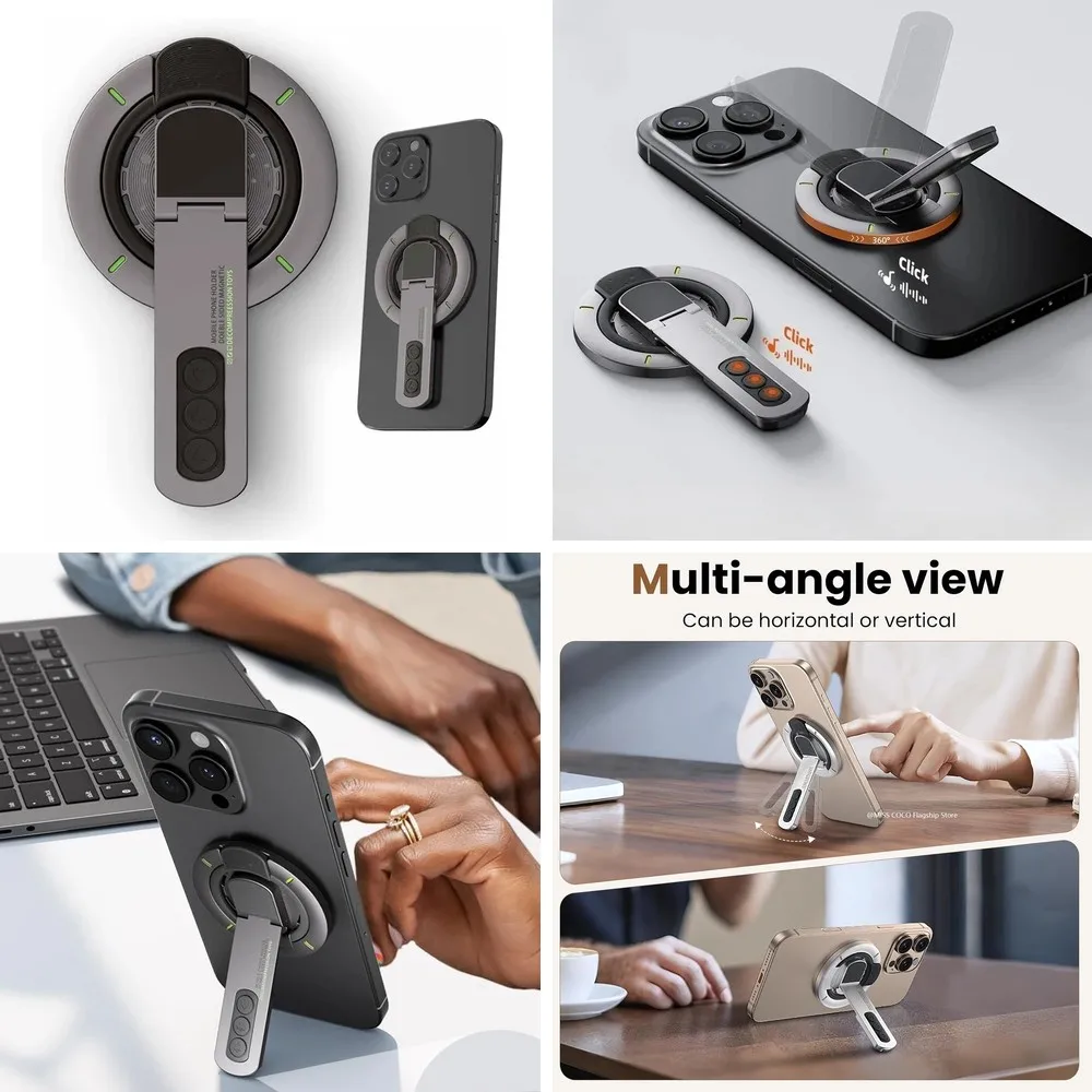 360° Rotating Magnetic Phone Ring Holder, Dual-Sided Portable Stand for All Phone Models
