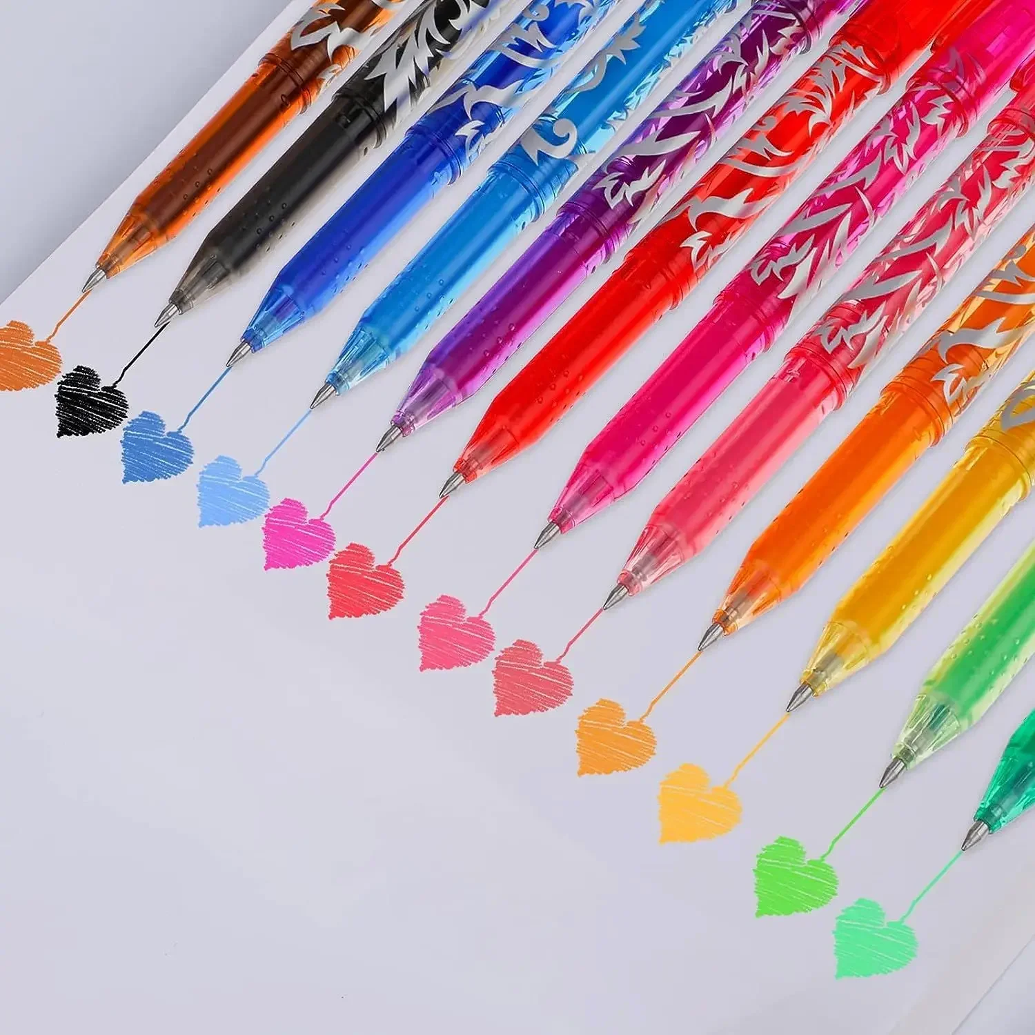 Canetas de gel apagáveis, 12 cores, 0.5mm, recarga multicolorida, caneta colorida kawaii para desenho, escrita, tinta gel, caneta rollerball,