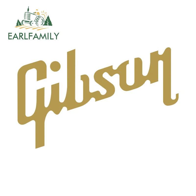 EARLFAMILY 13cm X 8.2cm Gold Gibson Decal Waterproof Car Stickers Windows Bumper Car Body Decorate Surfboard Laptop Sunscreen