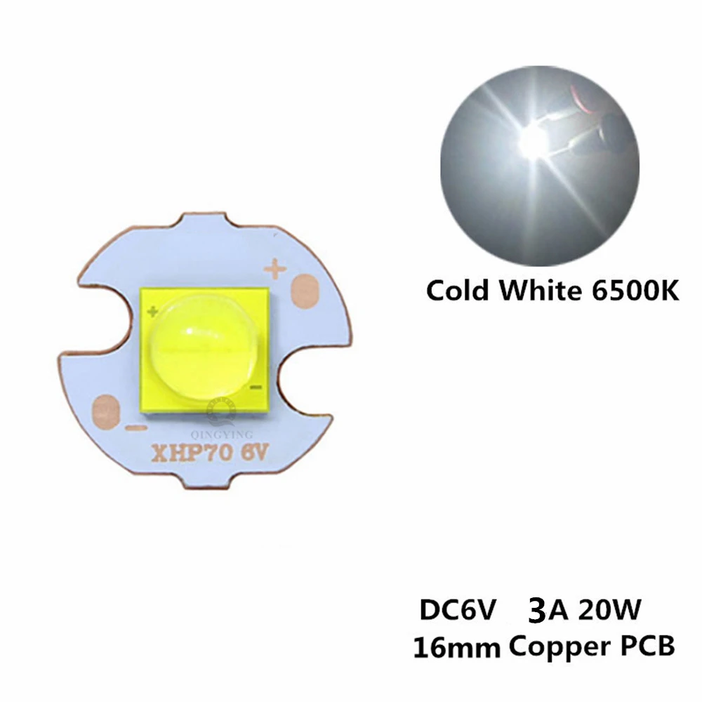 1pcs 20W 3V 6V 12V Led replace XHP70.2 XHP50.2 Diode Emitter Cool Warm White Blue for Flashlight lamOn Copper Board Accessory