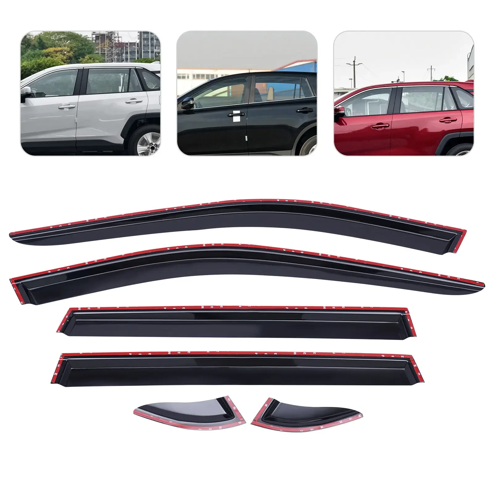

1 Set 6Pcs Window Deflectors Wind Rain Guards Shade Vent PMMA Material for 19-22 Toyota RAV4