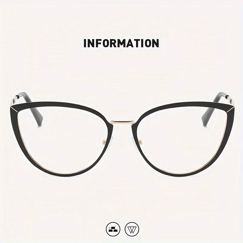 1 peça 1 novo óculos anti-luz azul personalizados elegantes de alta qualidade, armação de olhos de gato de metal, óculos da moda feminina