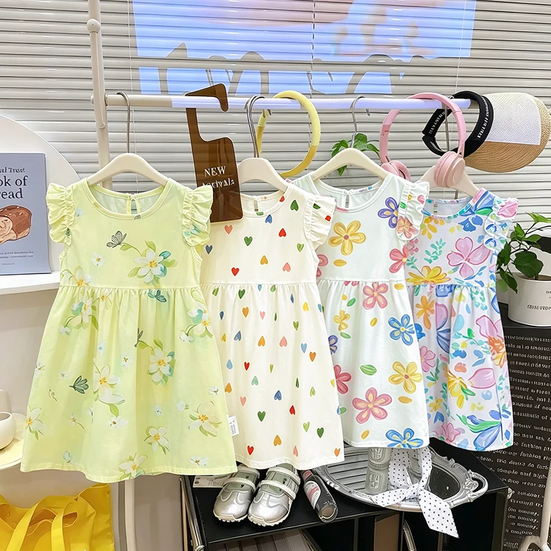 New thin summer dress for girls, A-grade printed dress