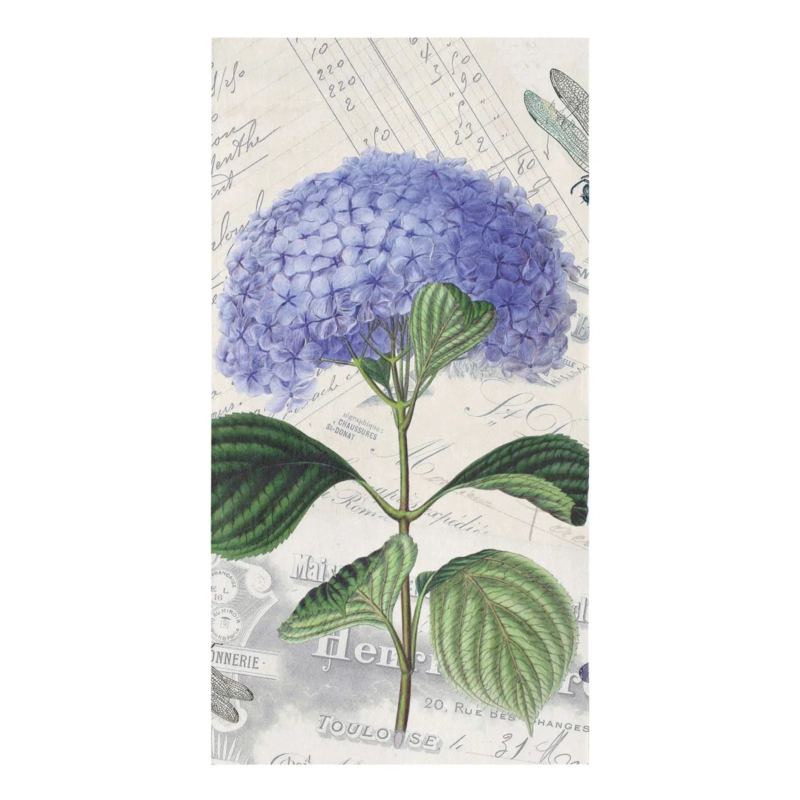 Purple Flower Dragonfly Vintage Clock Retro Printed Tea Hand Towel Kitchen Dishcloth Water Absorption Household Cleaning Cloth