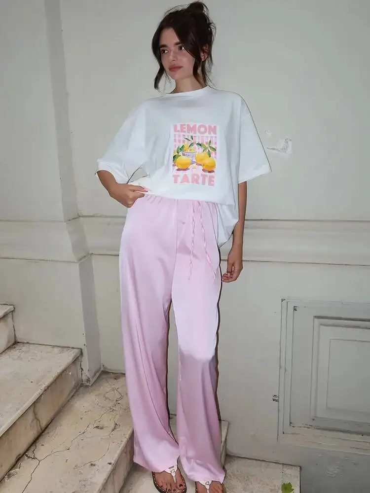 Autumn Fashion Long Straight Pants Women Fashion Solid High Waist Lace-up Trouser Female High Street Long Pants Ladies