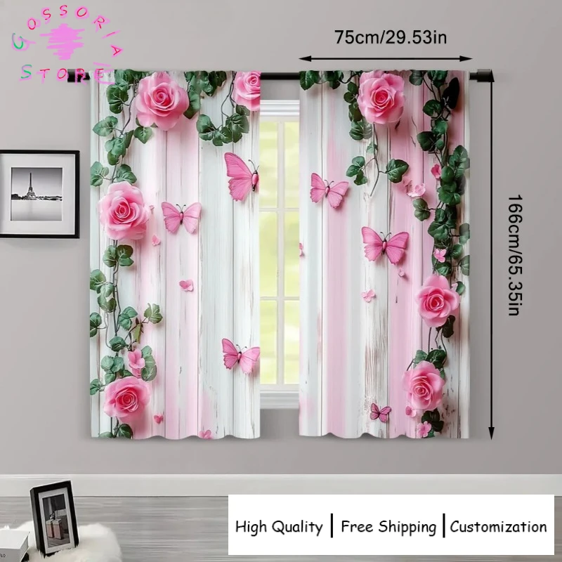 

Sample Custom Light Filtering Curtains for Living Room Garden Butterfly Print Machine Washable Fabric Thermal Insulated Drapes