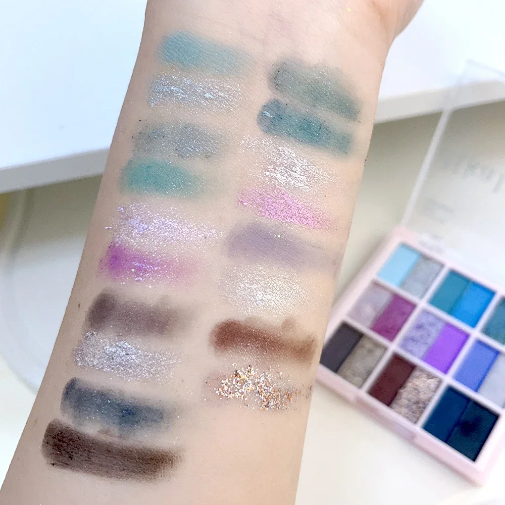 Paleta de sombras de ojos, 18 colores, brillo, melocotón, Rosa, Verde, mate, resistente al agua, contorno de ojos nacarado, maquillaje, pigmento de sombra de ojos