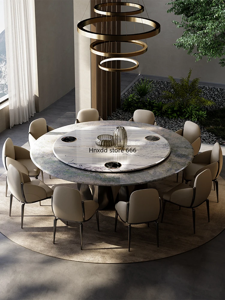 Natural luxury stone dining table and chair combination