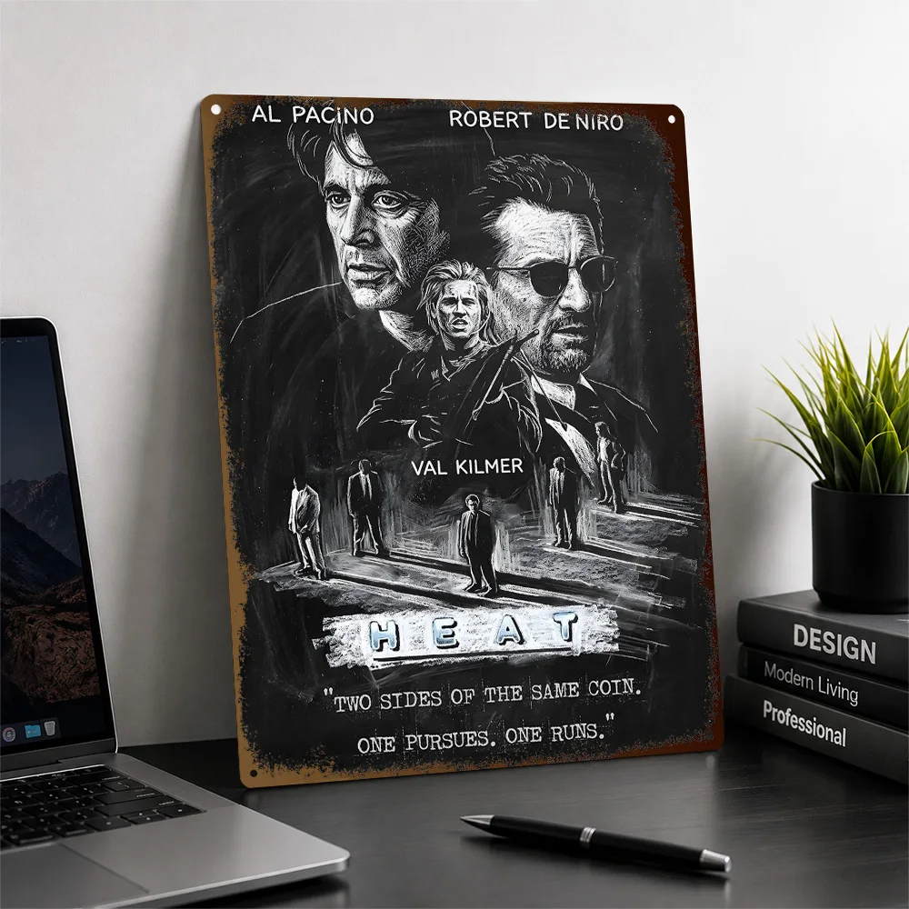 Heat With Al Pacino And Robert De Niro Printed Poster Personalized Metal Sign Crime Drama Design Wall Art Enhances Living Room