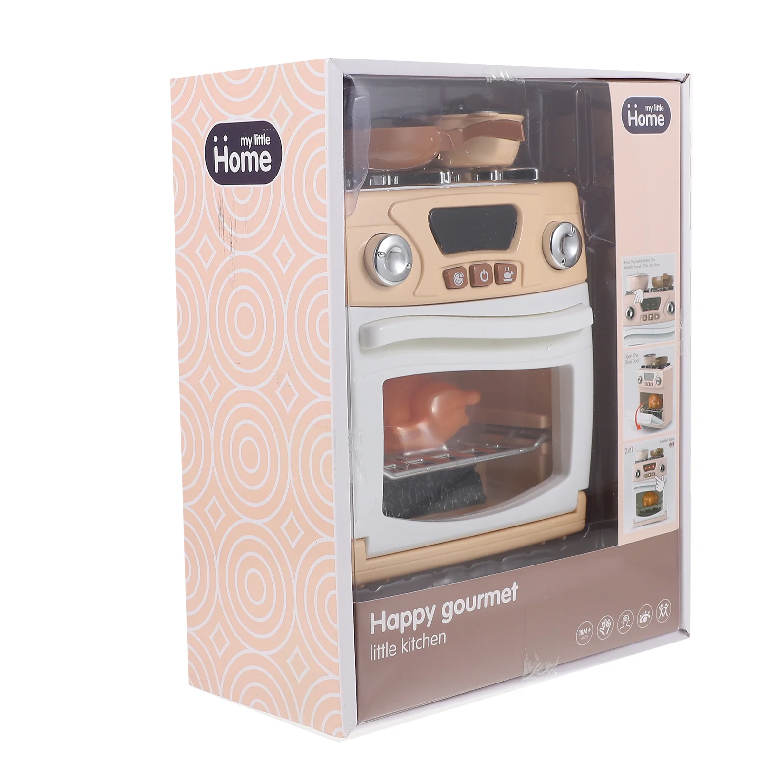 آلة فرن صغيرة مقلدة لبيت اللعب للأطفال، لعبة الطبخ التظاهري، لعبة تعليمية ممتعة، ضوء الصوت، ميزة اللعب البلاستيكية