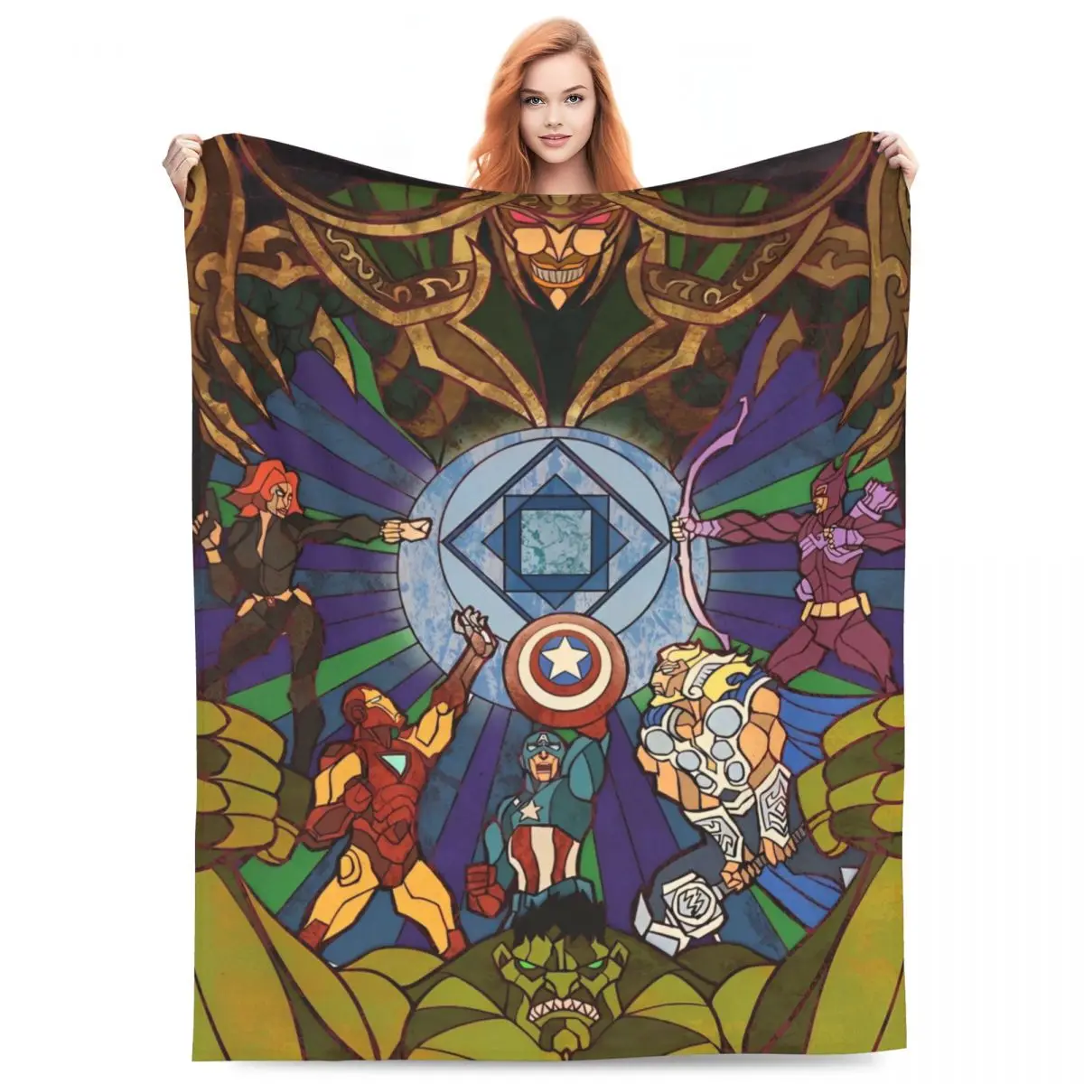 Miniso Spider Man Iron Man Captain America Flannel Blanket Cartoon Baby Girl Throw Fluffy Blanket Warm Home Decor Kid Boy Girl