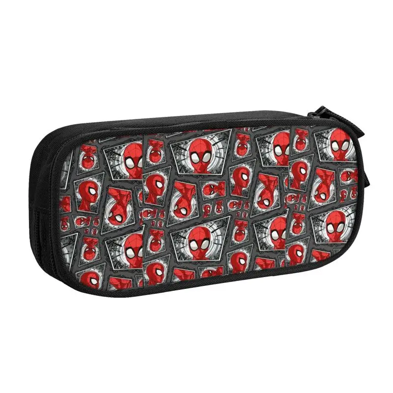 Custom Kawaii Spider Man Heads Collage Pencil Case for Boys Gilrs Large Storage Pen Box Bag School Accessories