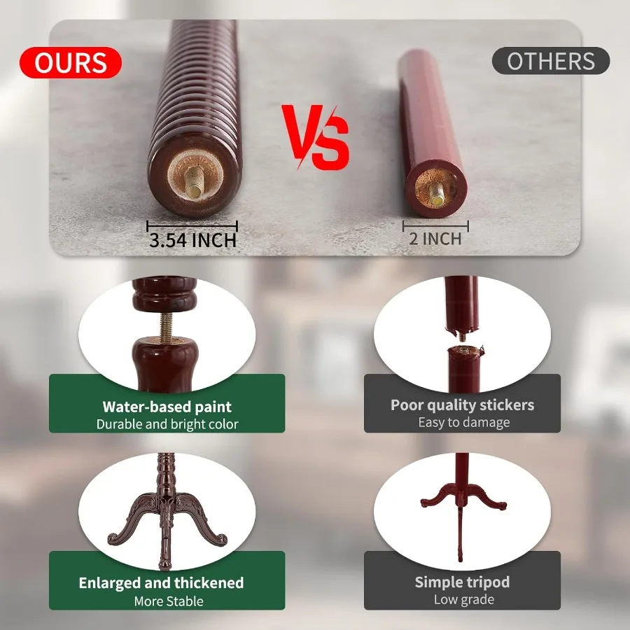 حامل معطف خشبي عتيق مع قاعدة مثلثة قوية مثالية للمدخل أو المكتب يتميز بـ 14 خطافًا وخشب البتولا الطبيعي #2