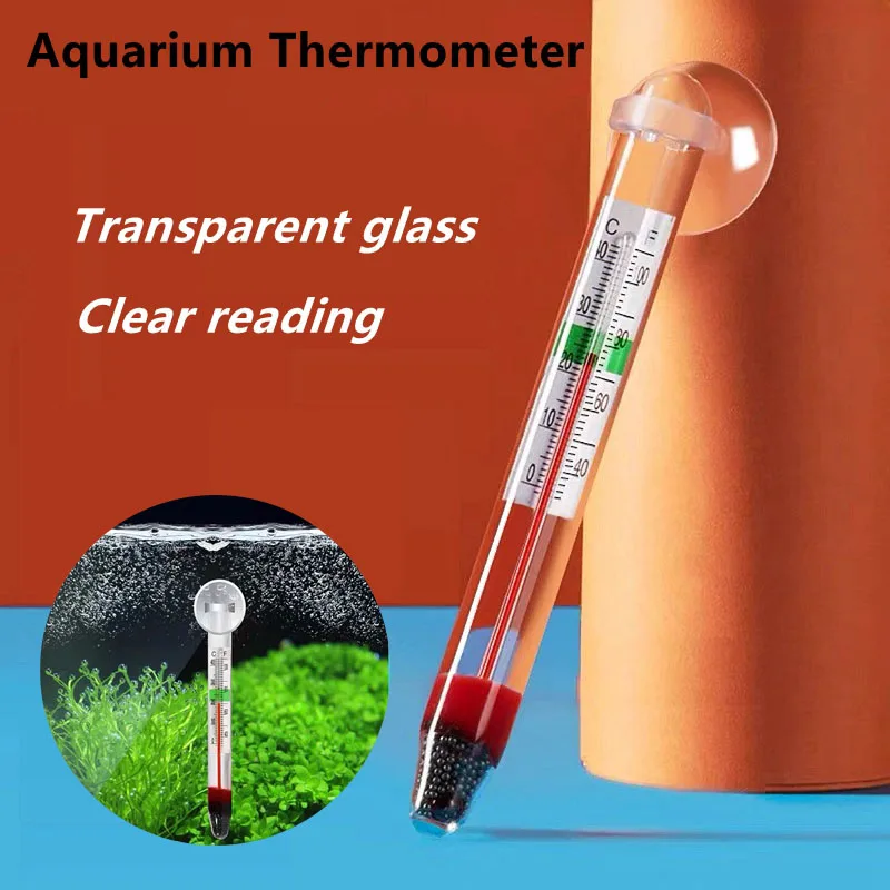 1PC Aquarium Thermometer Submersible Fish Tank Temp Meter Fish Glass Super-strong Sucker Digital Electronic Waterproof Accessory