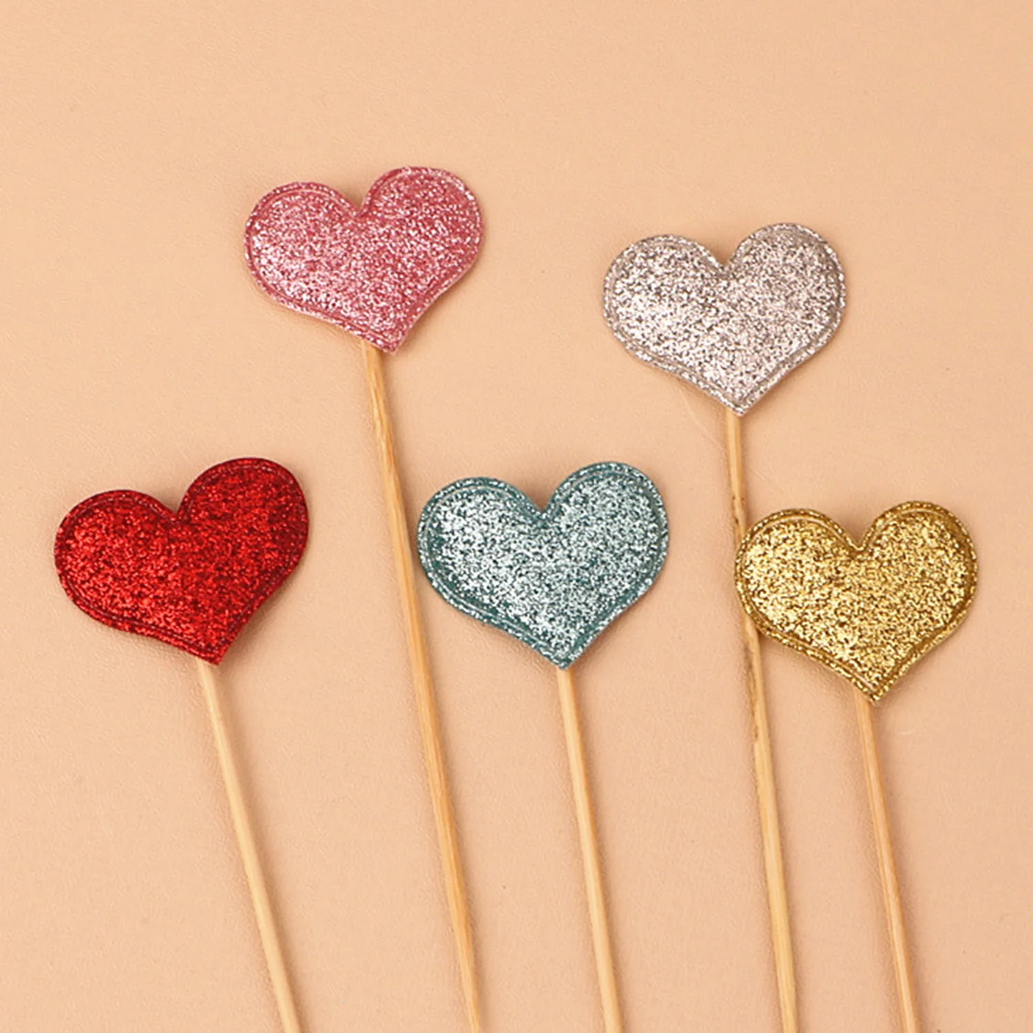100 Stück bunte Herz-Cupcake-Topper für süße Liebesthema, Hochzeit, Verlobung, Brautparty, Geburtstag, Party, Kuchendekoration
