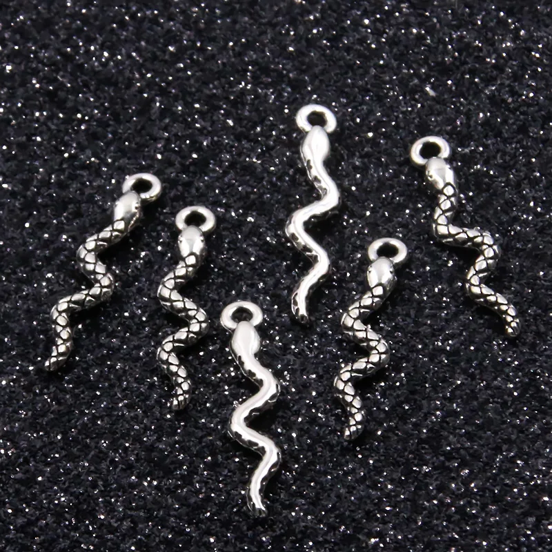 20Pcs 2 Style Plated Wholesale Hollow Flowers Pendant DIY Snake Charm Necklace Bracelet Jewelry Crafts Making