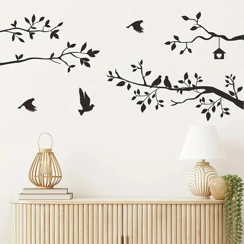 1pc Art Wall Sticker, Branch Bird, Removable Waterproof Vinyl Suitable For Decoration Of Living Room Bedroom