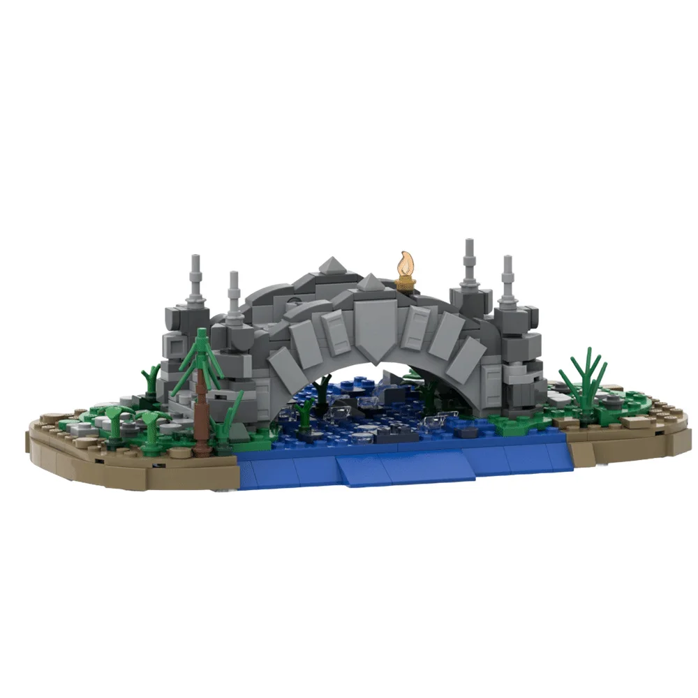 MOC-219833 ponte blocos de construção modelo medieval pedra ponte arquitetura vista rua tijolos montagem brinquedos crianças presentes aniversário