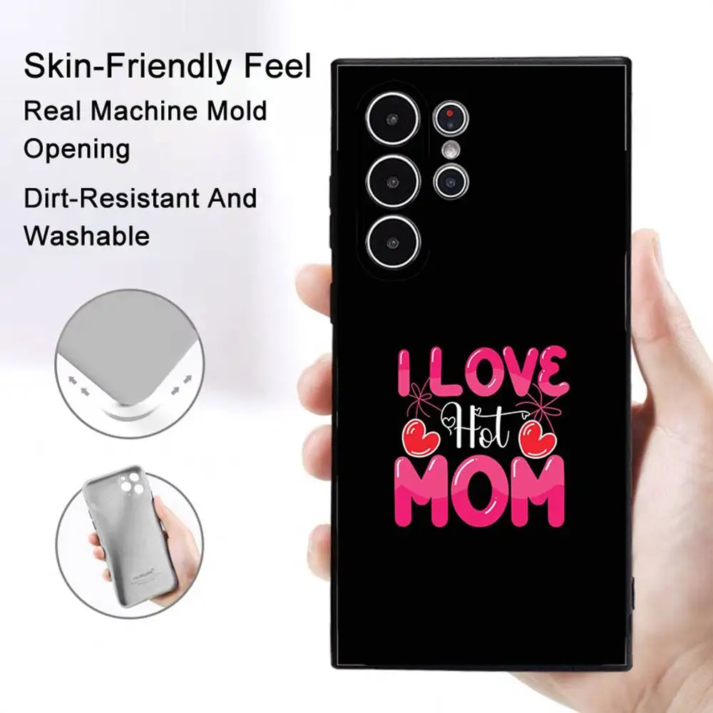 Eu amo mamãe quente caso de telefone para samsung galaxy s25 s24 s23 s22 s21 s20 ultra plus fosco capa macia funda