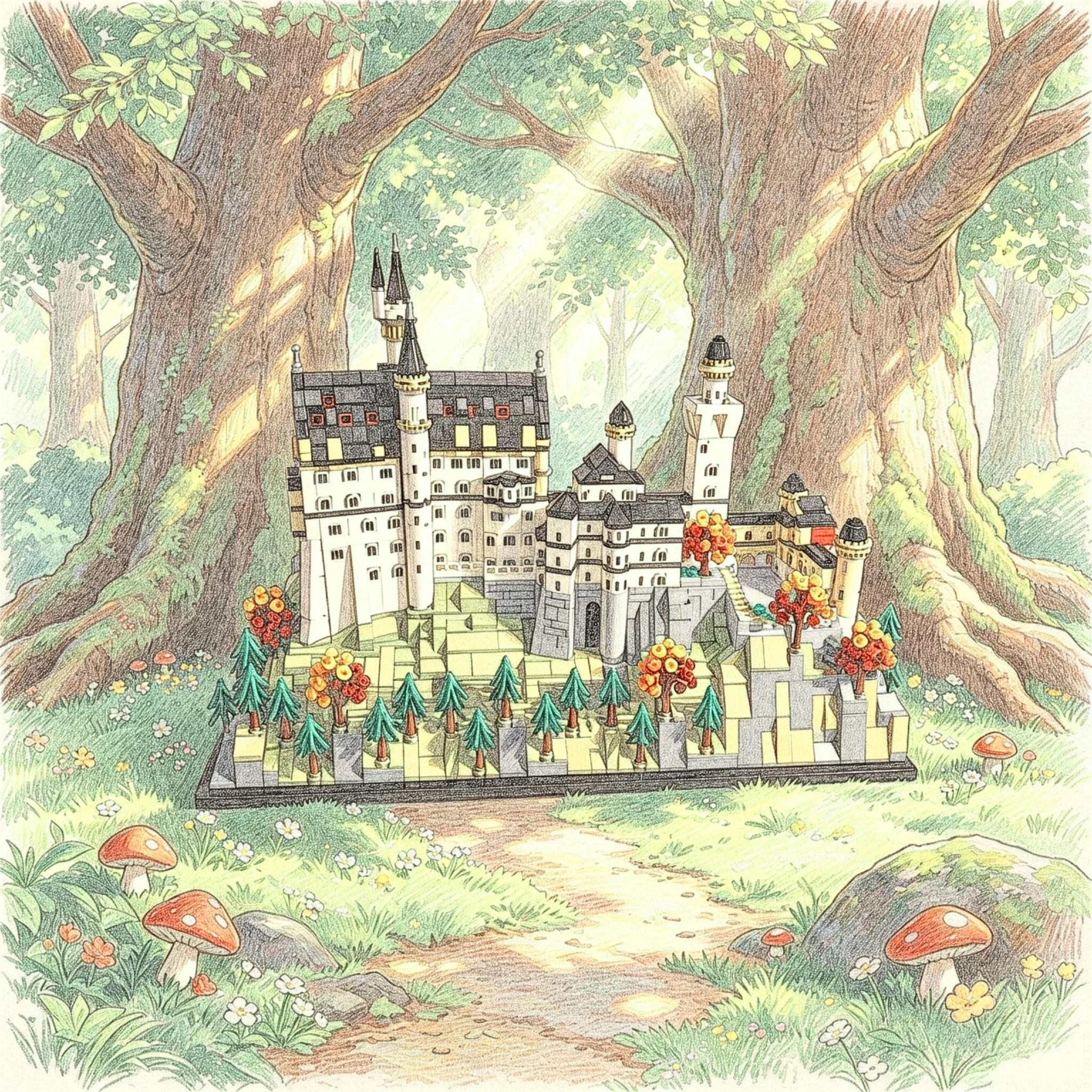 New Beautiful Castle Building Blocks Set Famous German Landmark Model Bricks DIY Assembly Building Home Decoration Men and Women