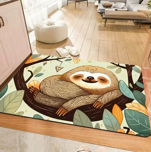 Comfortable Sloth Rectangular Floor Mats in Living Rooms Bed
