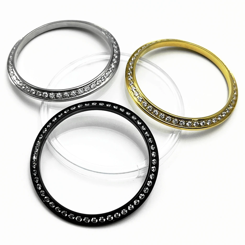 Watch Case Gemstone Outer Ring High Quality Stainless Steel Watch Bezel Fit 36mm/39mm Case Watch Accessories Parts