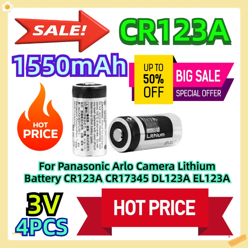 

For Panasonic Arlo Camera Lithium Battery 3V CR123A CR17345 DL123A EL123A 4pcs