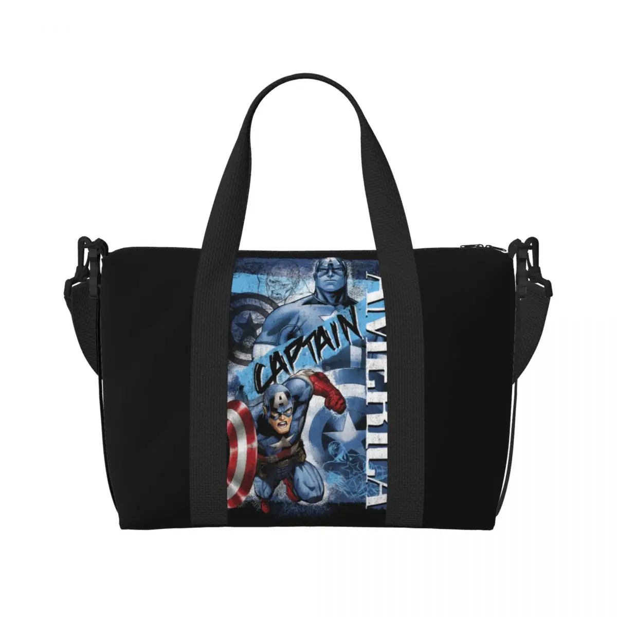 Custom Captain America Soldier Collage Beach Tote Bag Women Extra Large Gym Carry On Travel Shopping Bags