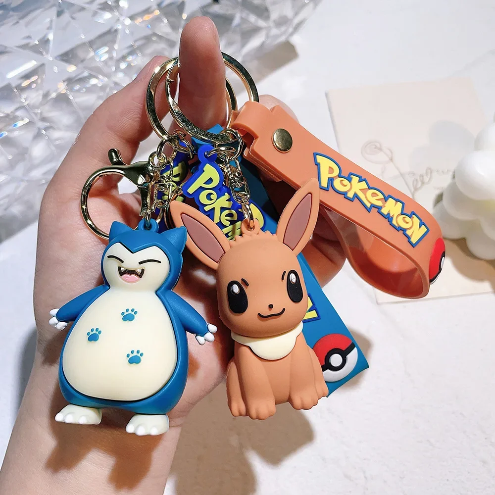 Pokemon Pikachu niedlichen Cartoon Figur Schlüssel anhänger Anime Charaktere Modell Snorlax Eevee Anhänger PVC Auto Schlüssel bund Rucksack Pandent