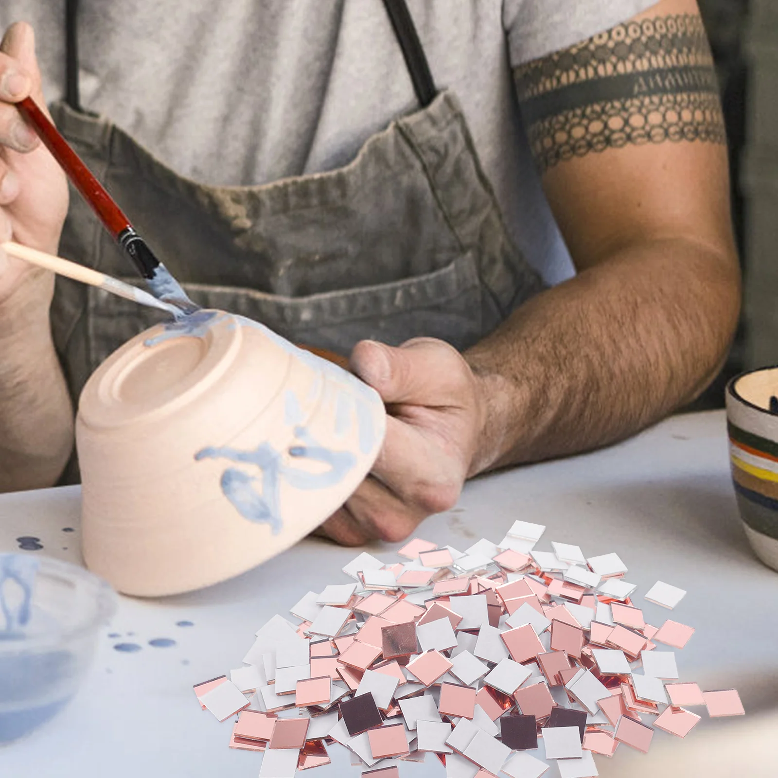 

300pcs Mosaic Tiles Crystal Square Flat Back For Diy Crafts Projects Decor Supplies Colorful Glass Stone Pieces Mosaic Supplies