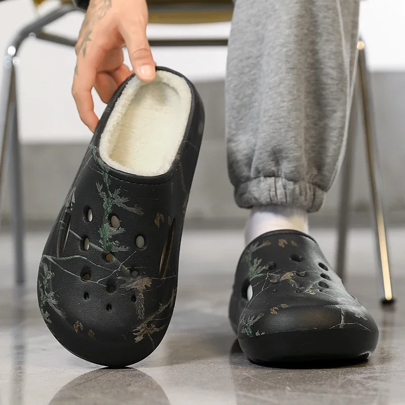 Warme katoenen pantoffels met gesloten neus voor heren Dames Winter Fleece gevoerd Verdikt Waterdicht Geschikt voor gebruik binnen en buiten Koppels