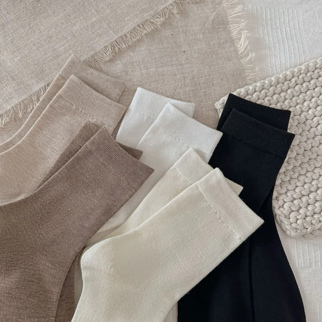 5 Pairs Korean Style Women's Socks Daily Soft Comfortable Wool Socks Cycling Autumn Winter Simple Casual Socken Damen