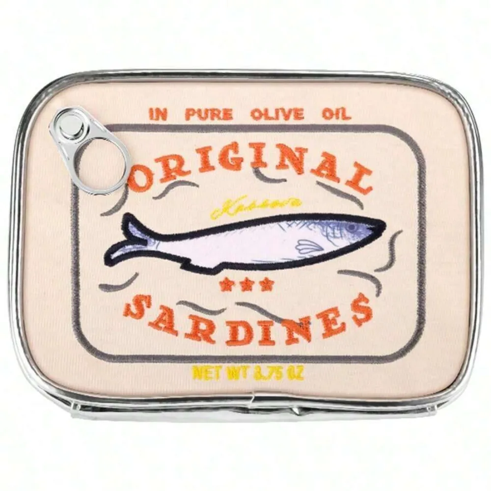 Joivida 1pc Sardines Canned Makeup Bag Cute Small Pouch Fish Tin Pencil Cosmetic Bag Travel Vacation Essentials Women Teen Girls