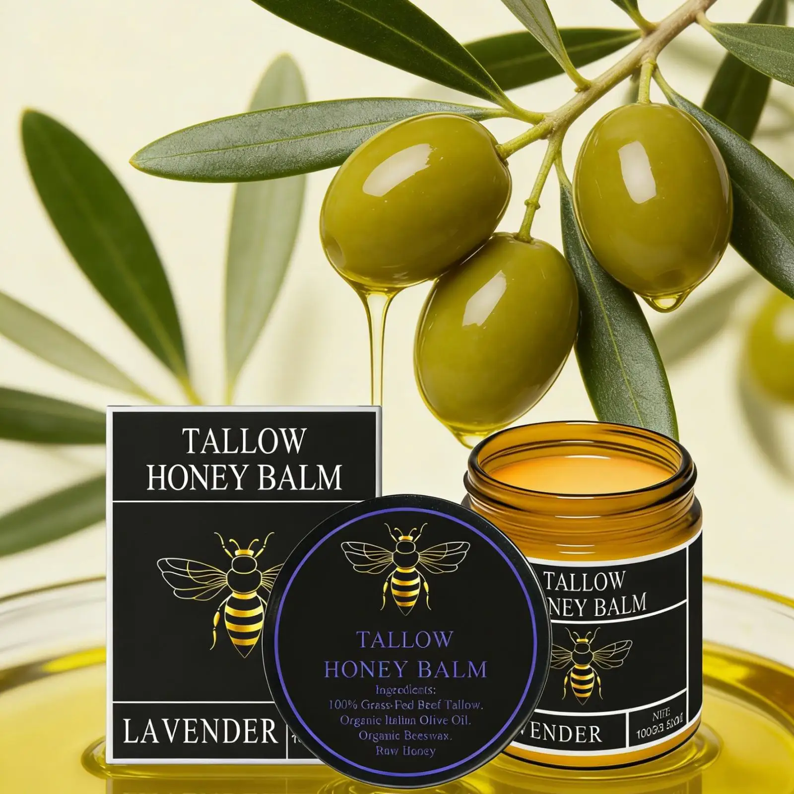 Tallow Honey Balm Deep Hydration Face Care Tighten Skin Firming Moisturizing Facial Rejuvenation Soft Smooth Beef Tallow Cream