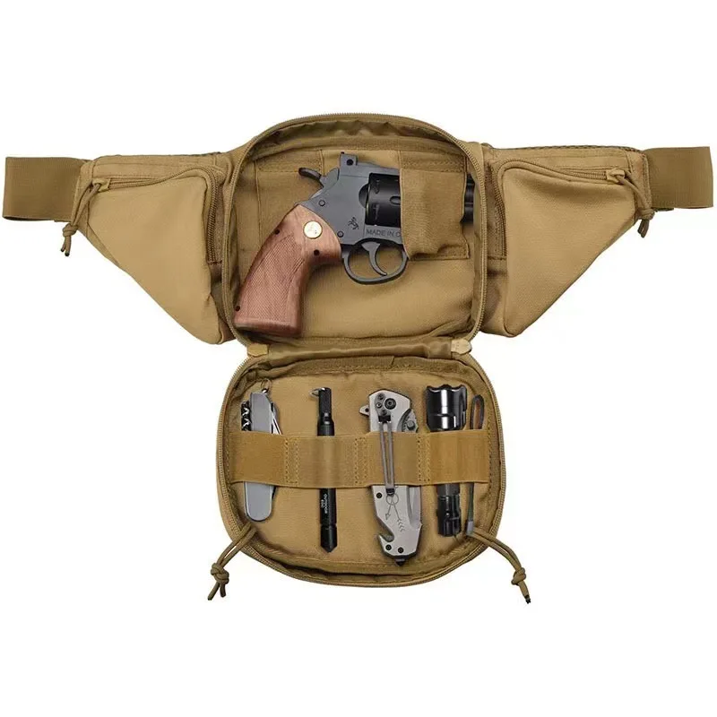 Tas Pinggang Pistol Taktis Pria Sarung Tahan Air Pak Fanny Tas Hiking Latihan Dada Dompet Ponsel Sabuk Pinggang Militer