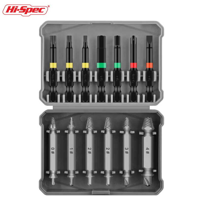 13PCS S2 Damaged Screw Extractor Drill Stripped Screw Extractor Remover Set Double Ended Broken Screw Bolt Demolition Tools