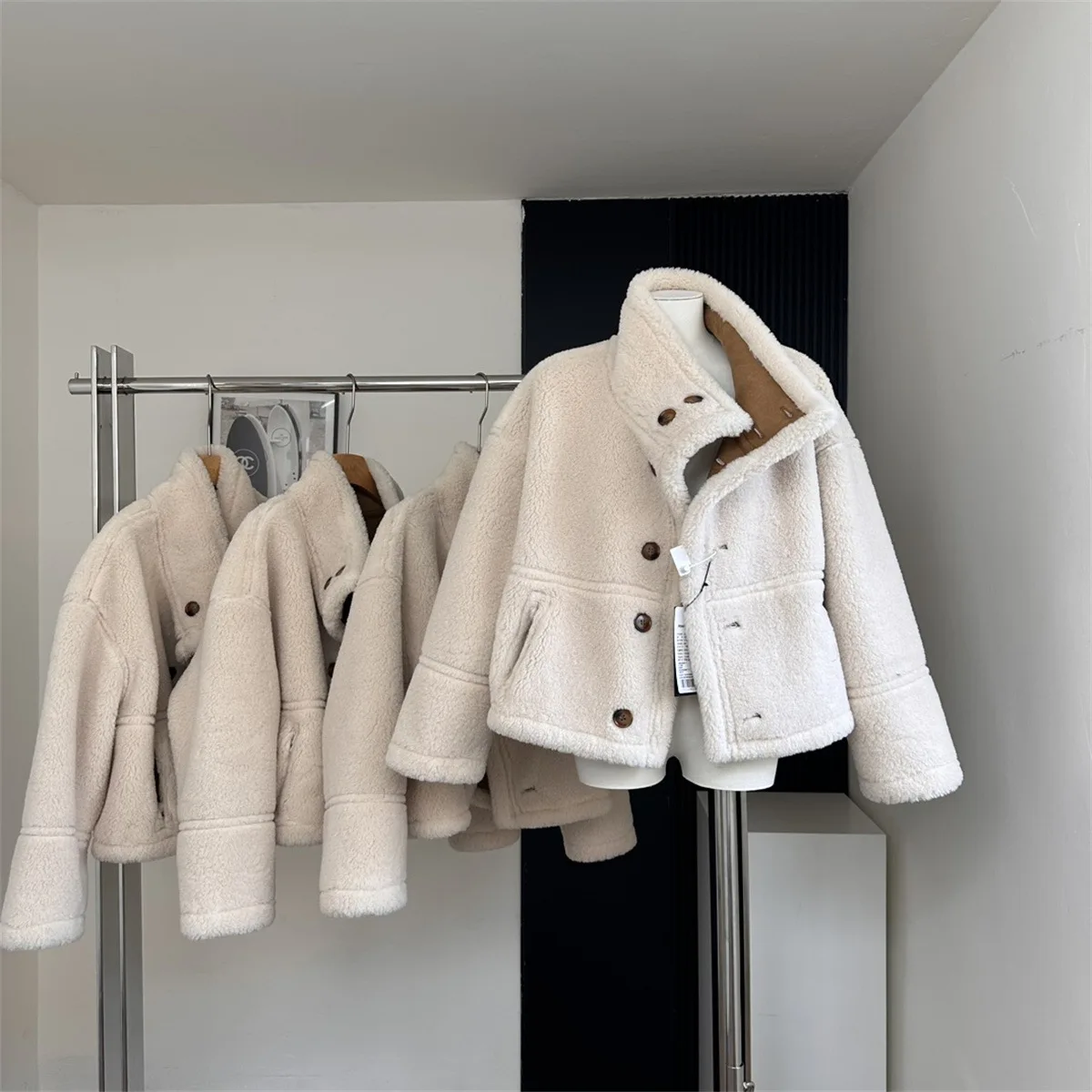 2025 neue Frauen Winter Warm Dicken Wildleder Mantel Zwei Weg Tragen Frauen Pelzigen Mantel Drehen Unten Kragen Frauen Jacke Mantel casaco feminino