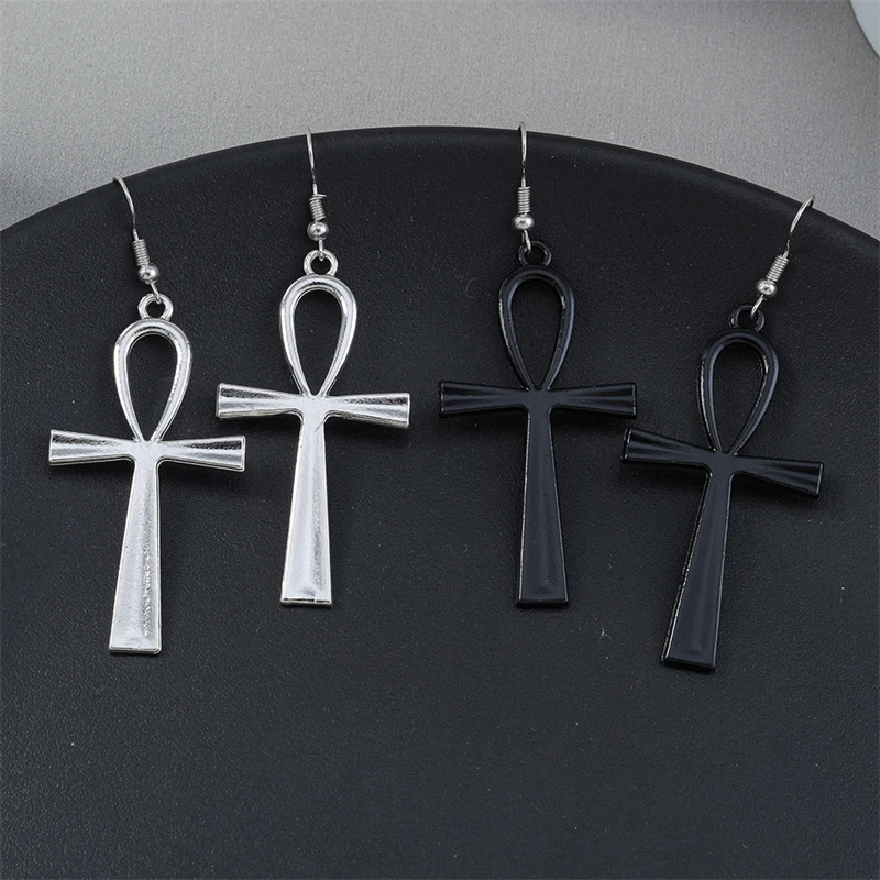 Punk Gothic Übertriebene Lange Metall Kreuz Tropfen Ohrringe für Frauen Mädchen Party Urlaub Schmuck Zubehör – Detail 8